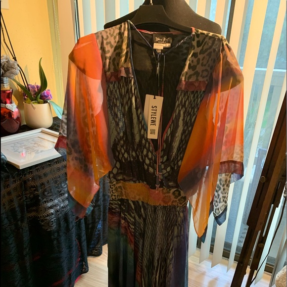 New Diane Freis Original Animal Chiffon Print S M - Picture 2 of 7